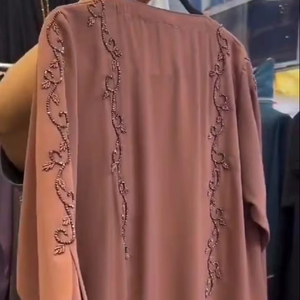 Elegante modesto bordado a mano para mujer Premium trabajo a mano Abaya Formal tradicional Dubai vestidos de tela transpirable - Product Image 2