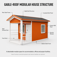 Bâtiment modulaire préfabriqué en acier avec toit à pignon détachable et véranda, idéal pour l'hébergement et le bureau de chantier