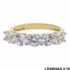 Bague de fiançailles demi-éternité en diamant 3ct 5 pierres rondes cultivées en laboratoire Design unique de solitaire en or 14k - Product Image 3