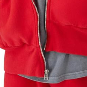 Sweats à capuche en coton 100% de haute qualité à impression de logo personnalisé pour hommes, rouge avec fermeture éclair, broderie personnalisée, polaire, motif 3D, hiver, taille 6XL - Product Image 5