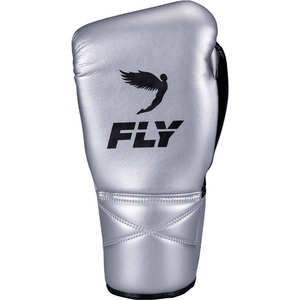 ถุงมือชกมวยหนังแท้ Fly OEM บุโฟม PU สีเงิน/ดำ สำหรับศิลปะการต่อสู้ ซ้อมมวย คิกบ็อกซิ่ง ขายส่ง - Product Image 3