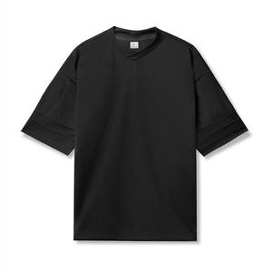 T-shirt surdimensionné en coton T-shirt noir à demi-manches Col en V T-shirts surdimensionnés pour hommes - Product Image 4