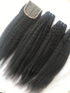 Meilleures ventes Faisceau droit crépu et une fermeture 4x4 Cuticule alignée Vente en gros Extension de cheveux humains à donneur unique Cambodgien - Product Image 6