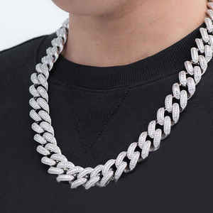 Rond et baguette coupe VVS Moissanite diamant cubain lien chaîne cadeau de mariage pour hommes glacé bijoux en argent Sterling 925 - Product Image 2