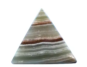 Pirámide de mármol tallada a mano de ónix verde múltiple, escultura de pirámide de ónix, pirámide de mármol de ónix - Product Image 1