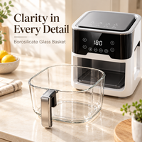 Friteuse à air numérique 5 litres avec panier en verre, écran tactile, minuteur et conception de cuisson à 360 degrés