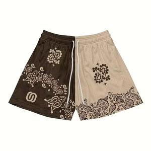 Hot Selling Custom Logo Pasiley Print Sportswear High Street Mesh Baseball Shorts 5 Inch Inseam Canvas Private Label Wholesale - Product Image 1