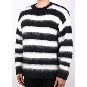 Wholesale Custom Stripped <b>100</b>% Cotton Men's Winter Casual Oversized Fashionable Pullover Sweater - Product Image 6