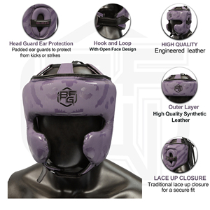 MMA personalizado OEM cuero de vaca entrenamiento casco cara patrón diseño Kickboxing Karate Taekwondo boxeo timón equipo de protección - Product Image 6