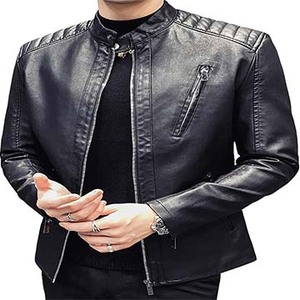 2024 High Street Style Men's Slim Leather <b>Jacket</b> Hooded Stand Collar with Zipper Closure <b>Light</b> High Quality OEM Service Winter - Product Image 4