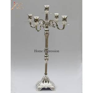 Tamaño pequeño aluminio fundido plata pulido diseño Simple Hogar y Hotel mesa auxiliar centro de mesa y decoración suministro de candelabros - Product Image 5