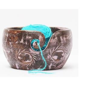 Bol de fil fait main Antique grand 7x4 tricot en bois pour crochet bol de rangement cadeau parfait pour les amateurs de tricotage fabriqués à la main - Product Image 4