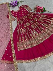 Váy Công Sở Thêu Lehenga Với Vải Lưới Dupatta Giả Vải Georgette VÁY DỰ TIỆC - Product Image 5