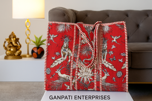 Sac fourre-tout matelassé en toile de coton fait main pour femme, avec fermeture éclair, style vintage, lavable, durable, tissu léger 300 GSM, à porter à l'épaule - Product Image 3