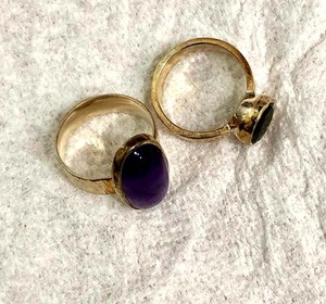 Amatista de alta calidad, juego de bisel de piedras preciosas de forma ovalada de 10x12mm, anillo chapado en oro de Plata de Ley 925, banda fina, joyería hecha a mano - Product Image 1