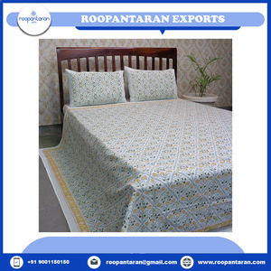 100% Soft Cotton Queen Size <b>Bedspread</b> 2 Pillow Cases Hand Block Printed <b>Floral</b> Well Absorbing <b>Bedspread</b> Wholesale Price for Home - Product Image 4