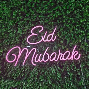 Enseignes lumineuses LED Eid Mubarak pour mariage, disponibles en plusieurs couleurs pour décorations festives - Product Image 1