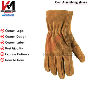Guantes de Trabajo de Seguridad de Cuero de Grado Industrial Premium, Guantes Duraderos para Jardinería y Construcción, Cierre Elástico en la Muñeca, Suaves - Product Image 4