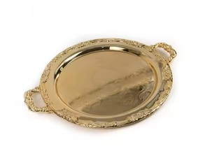 Bandeja de servicio de latón de primera calidad Elegante Hogar y utensilios de cocina Vajilla Bandeja de servicio de alimentos de metal - Product Image 2