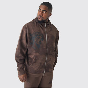 Conjunto Deportivo de Invierno 2025 para Hombre, 100% Algodón, Transpirable, Lavado Ácido, Ligero, con Logotipo Serigrafiado, Pantalón Acampanado y Sudadera con Cremallera - Product Image 1