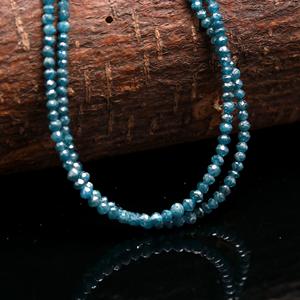 Hebras de Diamante Azul de alta calidad, cuentas Rondelle facetadas para la fabricación de joyas, piedra Natural de 2mm de diámetro, bajo evaluado por terceros - Product Image 1