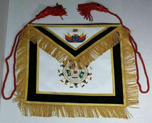 Collier à chaîne Lodge et tablier de maître maçon avec paquet de boussole carrée Tablier de maître maçonnique en cuir blanc en gros - Product Image 5