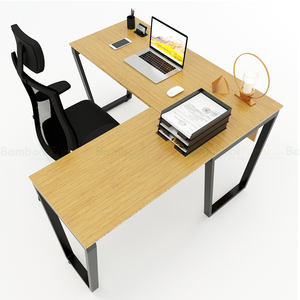 โต๊ะเกมมิ่งรูปตัวแอล BFTB009-TrapezBamboo ขนาด 140x150 ซม. พร้อมขาเหล็กพับได้แบบพกพา และฟังก์ชั่นจัดเก็บ ดีไซน์เรียบง่าย - Product Image 2