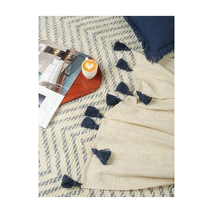 <b>Powder</b> Blue Soft Brushed Fleece Fabric Jacquard Waterproof 50x70in Smooth <b>Texture</b> GOTS India Certified Eco Cozy Daily Lounge - Product Image 3