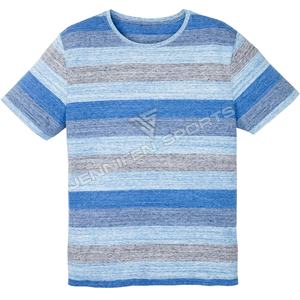 Camiseta de Verano de Manga Corta para Hombre, Unisex, Mezcla de Algodón/Poliéster, de Alta Calidad, Transpirable, de Secado Rápido, a Rayas, Personalizada, Multicolor, al por Mayor - Product Image 1