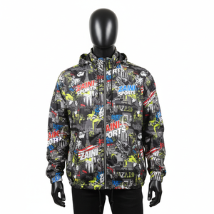Chaqueta cortavientos de poliéster de primera calidad, ropa deportiva ligera con estampado gráfico, chaqueta cortavientos por sublimación con logotipo personalizado para hombre - Product Image 1