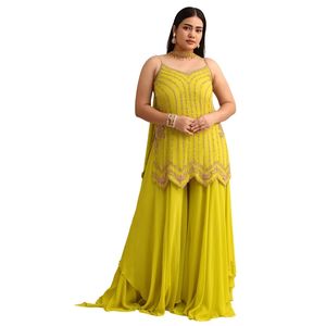 Tuta Sharara verde Lime con girocollo Dupatta all'ingrosso da donna abbigliamento etnico OEM fornitore di abbigliamento da sposa personalizzato - Product Image 1