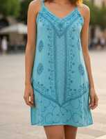 Robes de plage en rayonne de haute qualité pour femmes, imprimées, style bohème, brodées, courtes, mi-longues, pour le printemps et l'été