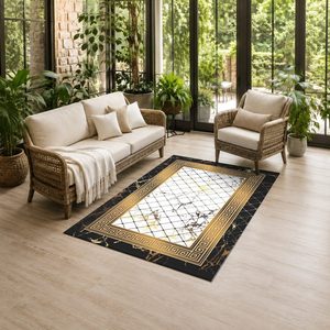 Tapis RUGS DEPOT LXDP-0504 en gros, couleur terre cuite dorée, style oriental traditionnel, imprimé numériquement, lavable en machine, en chenille, antidérapant - Product Image 6