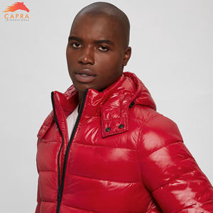 Men's <b>Thin</b> Hooded Long <b>Waterproof</b> Breathable Polyester Puffer <b>Jacket</b> Stand Collar Custom Logo Wholesale High Street Style Winter - Product Image 5