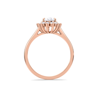 Bague de fiançailles et de mariage en or jaune/blanc/rose 9 carats avec halo de diamants de laboratoire taille poire certifiés IGI et sangle fendue