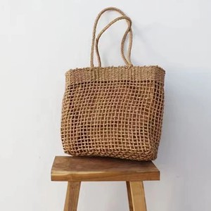 Bolso de hombro hecho a mano de verano para mujer, bolso de paja de estilo natural con dos asas, cierre abierto, forro de algodón, tejido a mano en Vietnam - Product Image 1