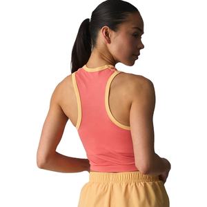 Listo para enviar, camiseta sin mangas recortada en rosa Coral para mujer con ribete amarillo, ropa deportiva de poliéster de secado rápido, Top elástico de 4 vías para mujer - Product Image 5