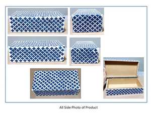 Boîte de rangement de bijoux en incrustation d'os Blue Mughal Design - Product Image 2