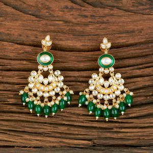 Venta al por mayor de calidad Kundan Chand pendiente con chapado en oro Joyería Árabe buscar para mujeres y niñas - Product Image 2