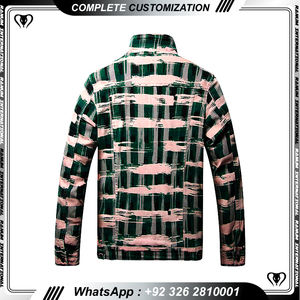 Chaqueta vaquera bordada elegante para hombre, ropa de calle Vintage desgastada con diseño de impresión Y2k, consciente de la moda - Product Image 3