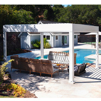 Toldo de Aluminio con Motor Exterior, Persianas Eléctricas con Control Remoto, Impermeable, Tamaño Personalizable, para Jardín, Patio, Villa, Xinjing