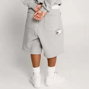 Qelonto Pantalones cortos informales de gran tamaño para hombre Logotipo bordado personalizado Algodón French Terry Tech Fleece Método de tejido de cintura media - Product Image 3