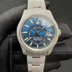 Montre Antique en Diamant Moissanite Luxueux Style HipHop Antique Double Temps Sous Bande en Acier Inoxydable Entièrement Glacé Verre de Haute Qualité - Product Image 2