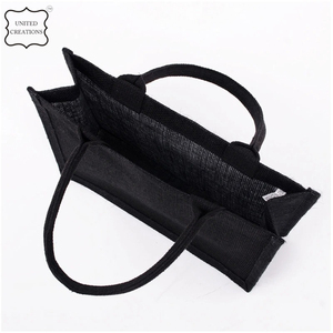 Wholesale Eco-Friendly <b>Large</b> All-Black Jute <b>Tote</b> <b>Bags</b> Custom <b>Canvas</b> with Long Handle and Letter Pattern for Shopping - Product Image 4