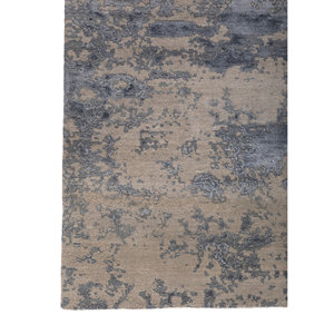Kavi <b>Grey</b> Black Hand Knotted Wool Bamboo Silk Rug Abstract Pattern for Home Hallway Rectangular 10mm Thick for Teens-Esk-430(Fr) - Product Image 4