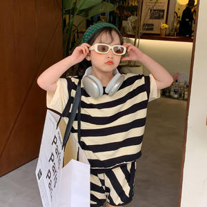 CONTIKIDS SST117 ChampionSET Verano Unisex Casual 100% Algodón Top e inferior Patrón de rayas Ropa para niños - Product Image 4