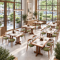 Ensemble de banquettes modernes pour restaurant, canapé rembourré avec tables et chaises en bois pour cafés, bistros et salons de thé