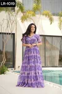 ชุดพื้นเมืองอินเดียสำหรับผู้หญิงทำด้วยผ้าจอร์เจียเทียมพร้อมพิมพ์ลายสำหรับงานแต่งงานและงานเทศกาล - Product Image 6