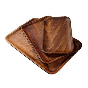 Plateau de service rectangulaire en bois d'acacia, assiette à dîner, plateau à pain, plateau à collations, plateau à thé pour restaurants - Product Image 1