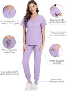 Conjuntos de fregado unisex para correr poliéster rayón Spandex tela médica Hospital uniformes impresión personalizada al por mayor - Product Image 4